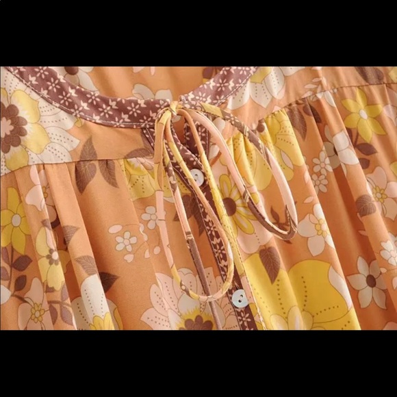 Boho Floral Gypsy Print Maxi Dress Wild Bloom - Picture 12 of 14